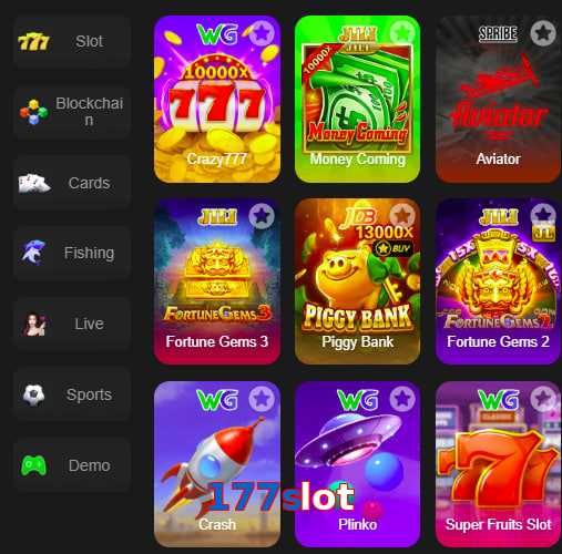 Main screen of 177Slot game page for PK players